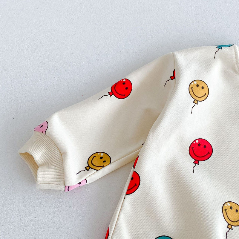 Smiley Face Colorful Balloon Print Two Piece Set