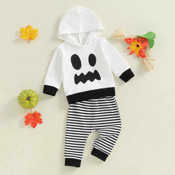 Ghost Face Printed Hooded Top and Pants Halloween Set