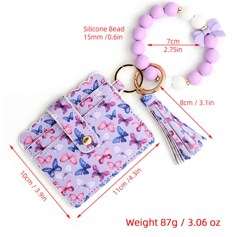 Butterfly Credit Card Holder Holder Wristlet Bracelet Keychain for Women