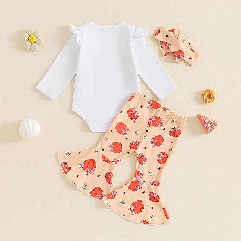 Bell-bottom Pumpkin Print Long-sleeved Halloween Suit