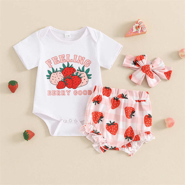 Strawberry Short-sleeved Tunics and Shorts Headband Set