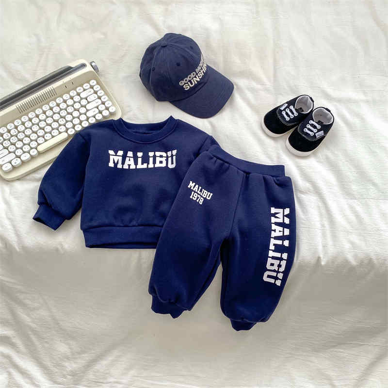 Lettering Pullover Top and Trousers Two-piece Set