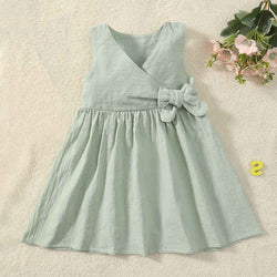 Solid Color Series Sleeveless Children's Bow Skirt