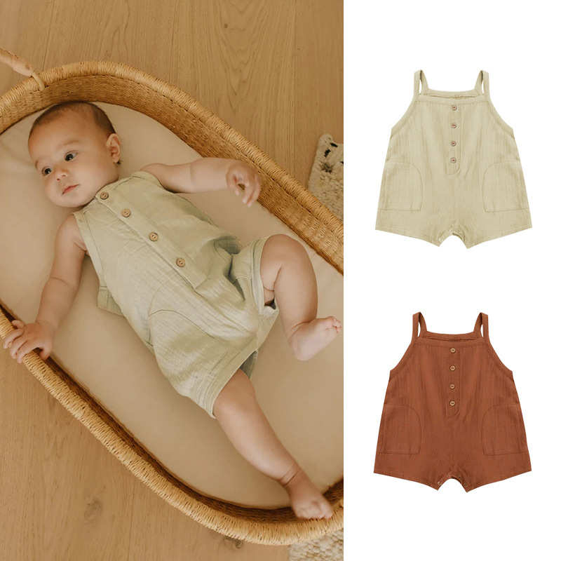 Baby Sleeveless Jumpsuit Brown Pants