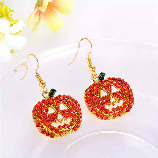 Rhinestone Halloween Pumpkin Earrings