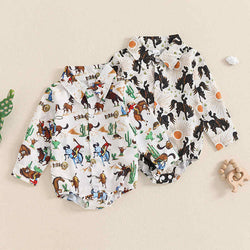 Lapel Long Sleeve Baby One-Piece Shirt