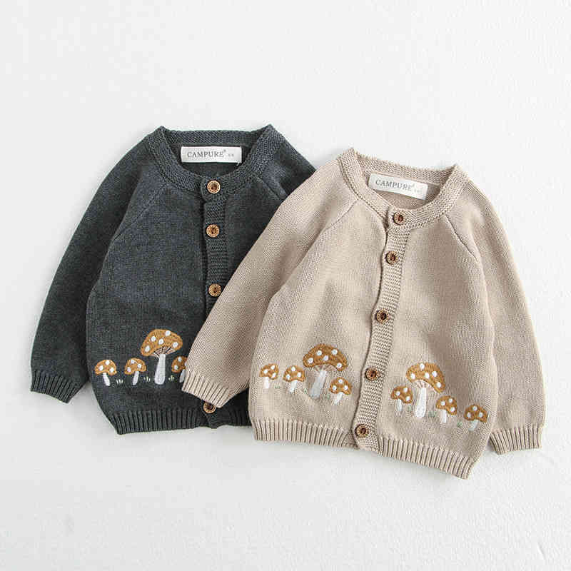 Mushroom Embroidery Children's Knitted Sweater