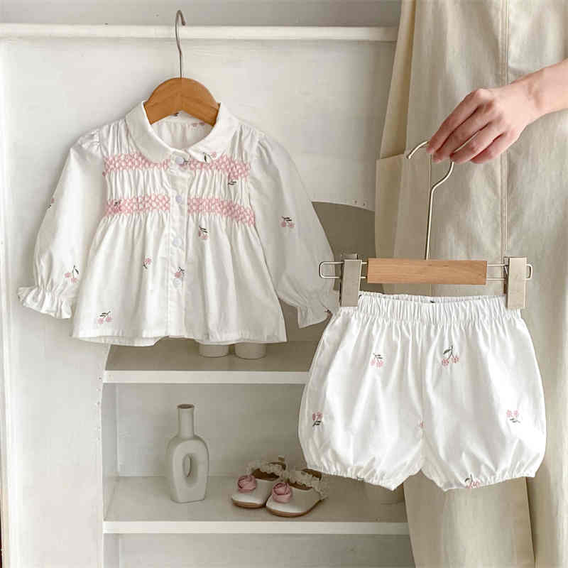 Long-sleeved Embroidered Cardigan + Pants Two-piece Set