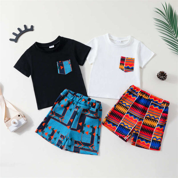 Children's Digital Printed Pocket Short Set