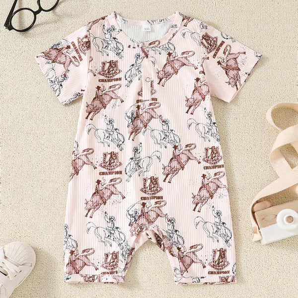 Cactus Bull Head Print One-piece Romper