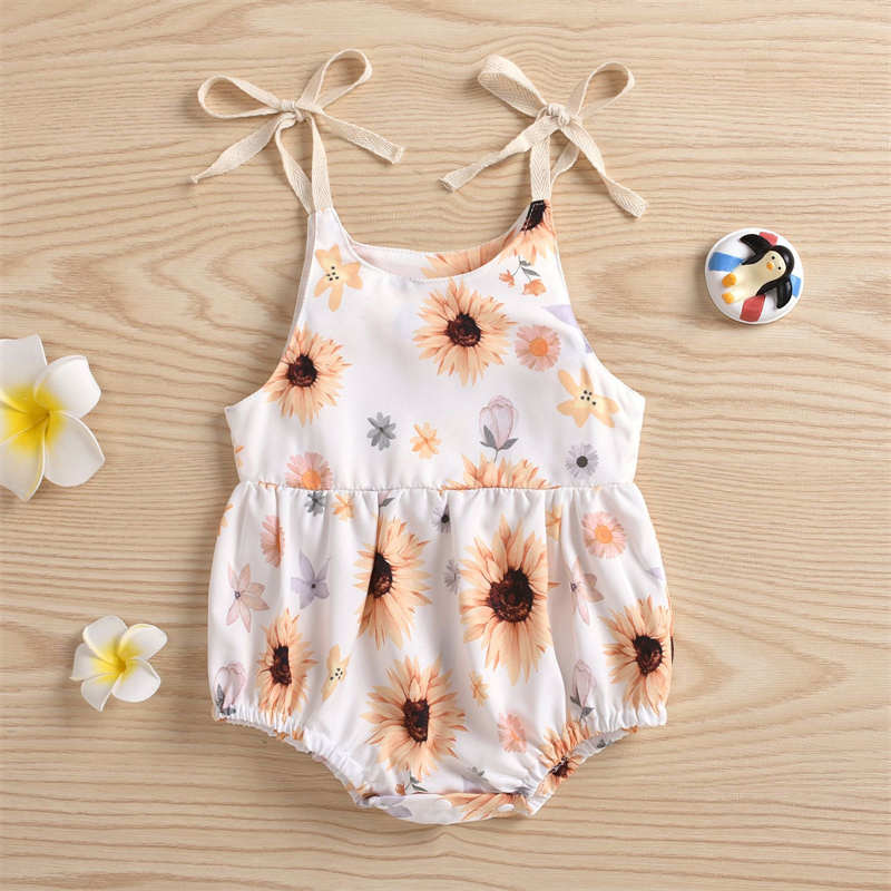 Sun and Sunflower Floral Camisole Crawl Suit