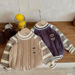 Children's Knitted Sweater with Gradient Sleeves