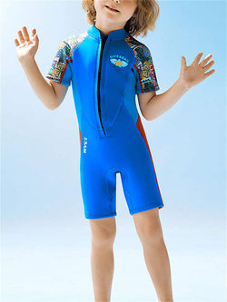 Kids' Wetsuit Boys' One-piece Short-sleeved Swimsuit