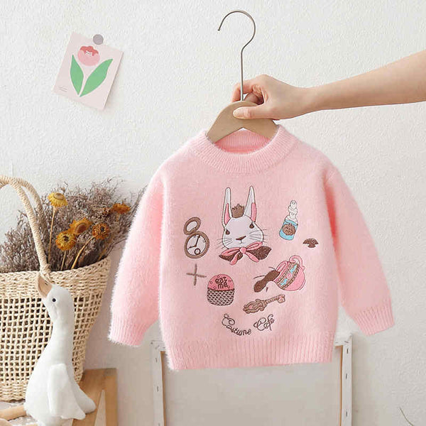 Girls Furry Knitted Sweater