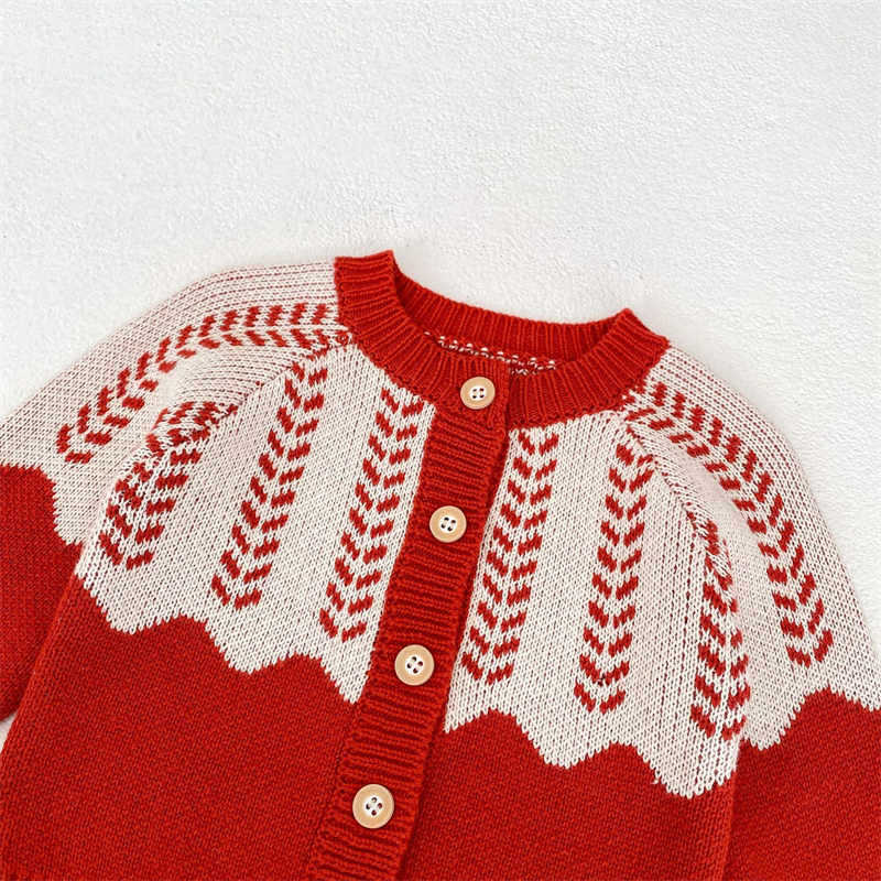 Red Jacquard Sweater for Babies