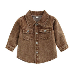 Kids' Solid Color Denim Long-sleeved Top