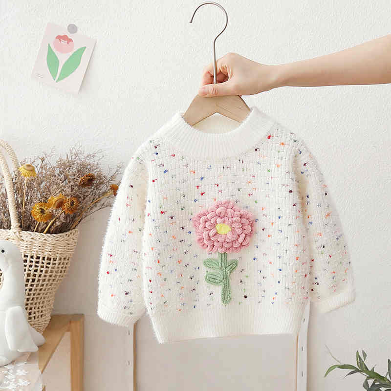 Colorful Knitted Flower Sweater