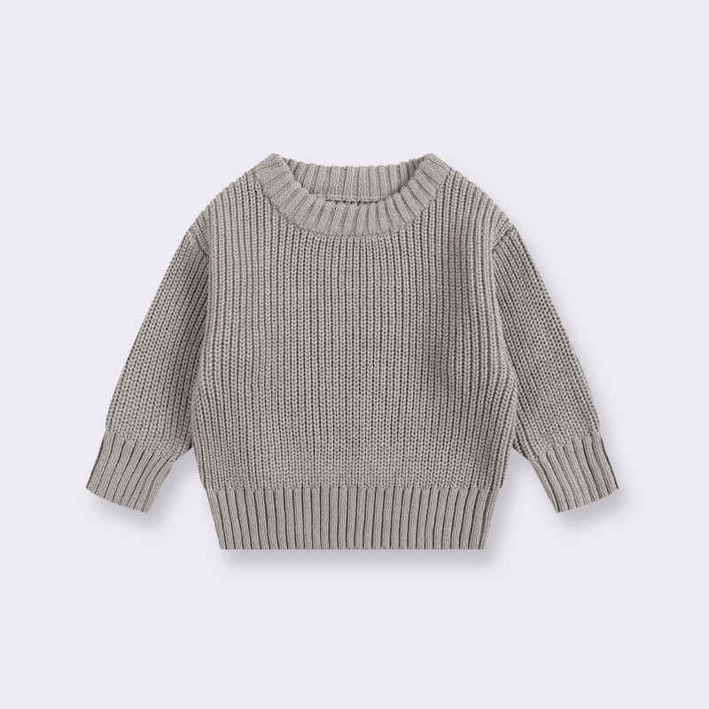 Solid Color Crew Neck Sweater for Boys and Girls