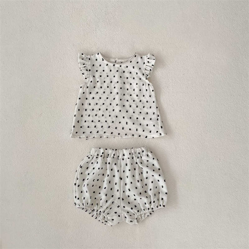 Polka Dot White Shorts Suit