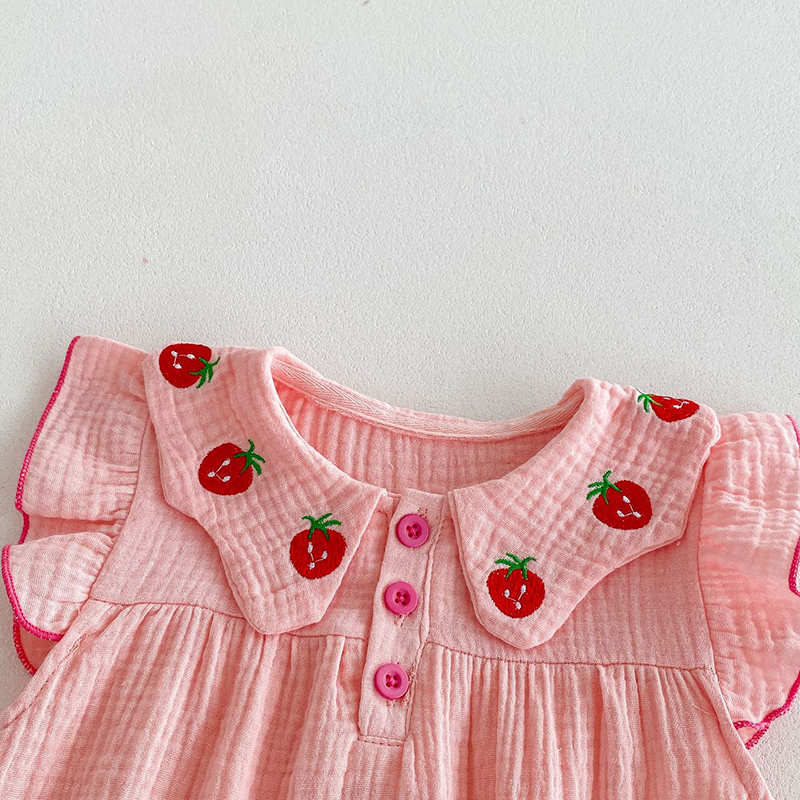 Pink Strawberry Bow Romper