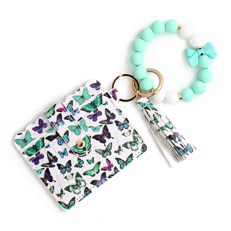 Butterfly Credit Card Holder Holder Wristlet Bracelet Keychain for Women