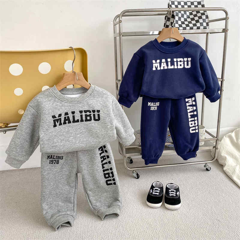 Lettering Pullover Top and Trousers Two-piece Set