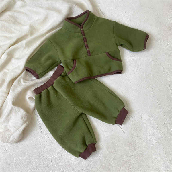 Solid Color Children's Stand Collar Two-piece Suit