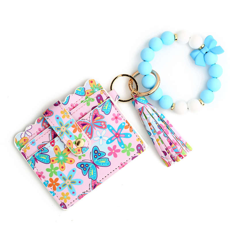 Butterfly Credit Card Holder Holder Wristlet Bracelet Keychain for Women