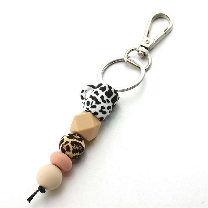 Silicone Bead Coffee Cup Keychain