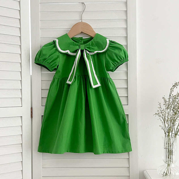 Green Babys Girl Doll Collar Dress