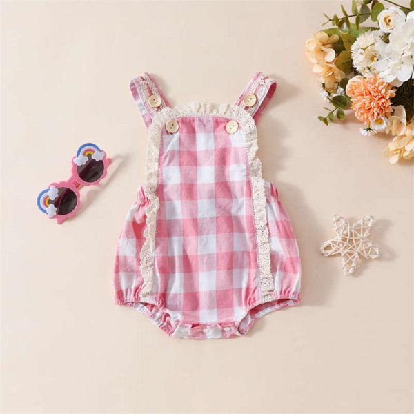 Baby Plaid Sleeveless Triangle Crawl Suit