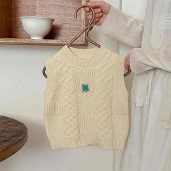 Solid Color Children's Knitted Vest Sweater