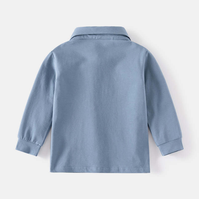 Boys Solid Color Polo Shirt Loose Bottoming Blouse