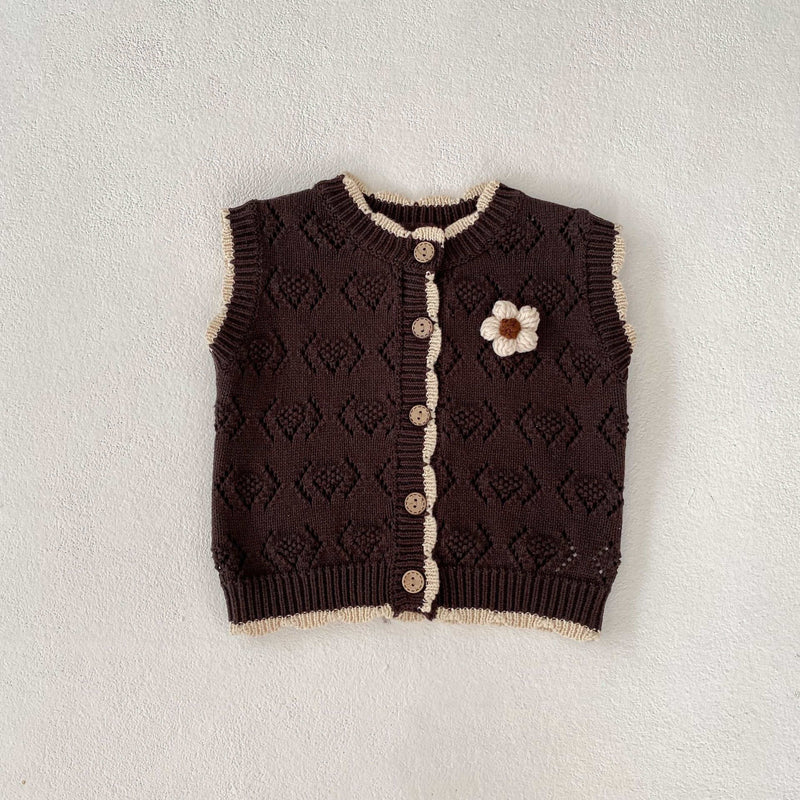 Baby Knitted Floral Cardigan Vest Jacket