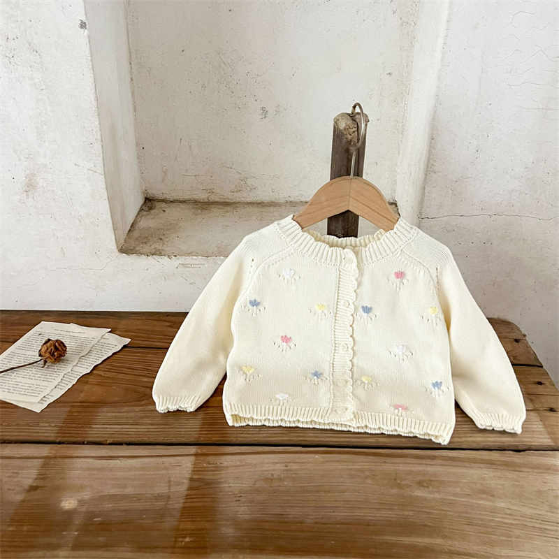 Flower Embroidered Baby Sweater