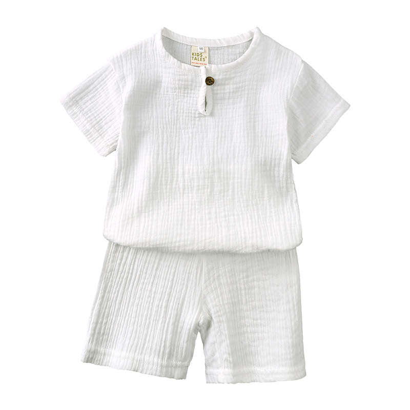 Cotton and Linen Button Short-sleeved T-shirt Suit