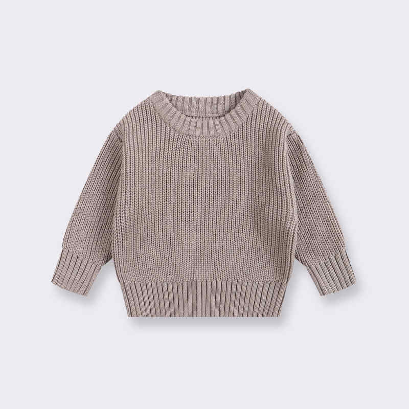 Solid Color Crew Neck Sweater for Boys and Girls