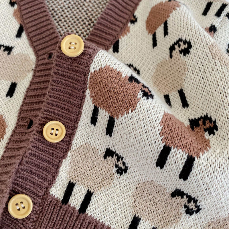 Male and Female Baby Lamb V-neck Sweater Cardigan