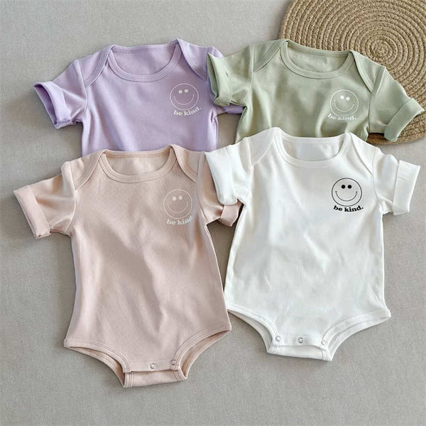 Newborn Solid Color Short-sleeved Crawl Suit