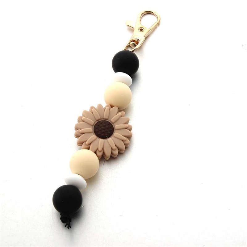 Flower Silicone Bead Keychain Car Keys Purse for Women