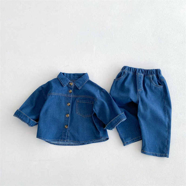 Boys and Girls Denim Jacket Two Piece Set