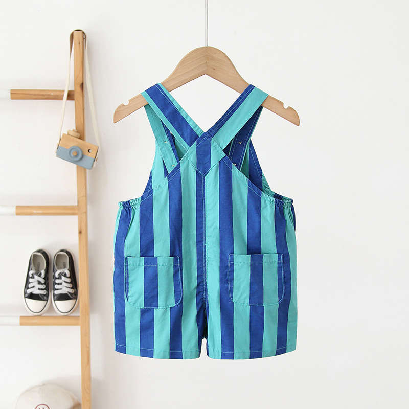 Striped Print Overalls for Boys and Girls