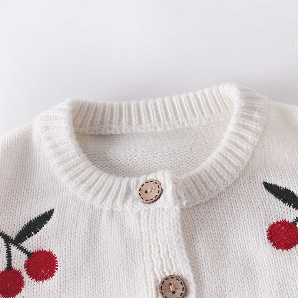 Baby Girls Cherry Embroidered Sweater