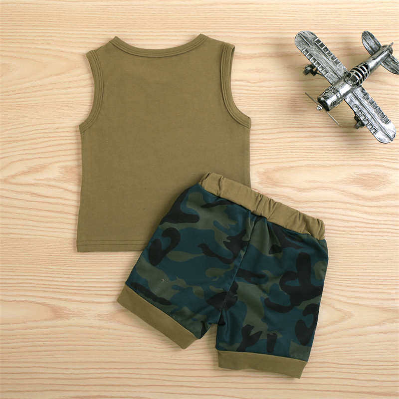 Glasses Vest + Camouflage Shorts Two Piece Set