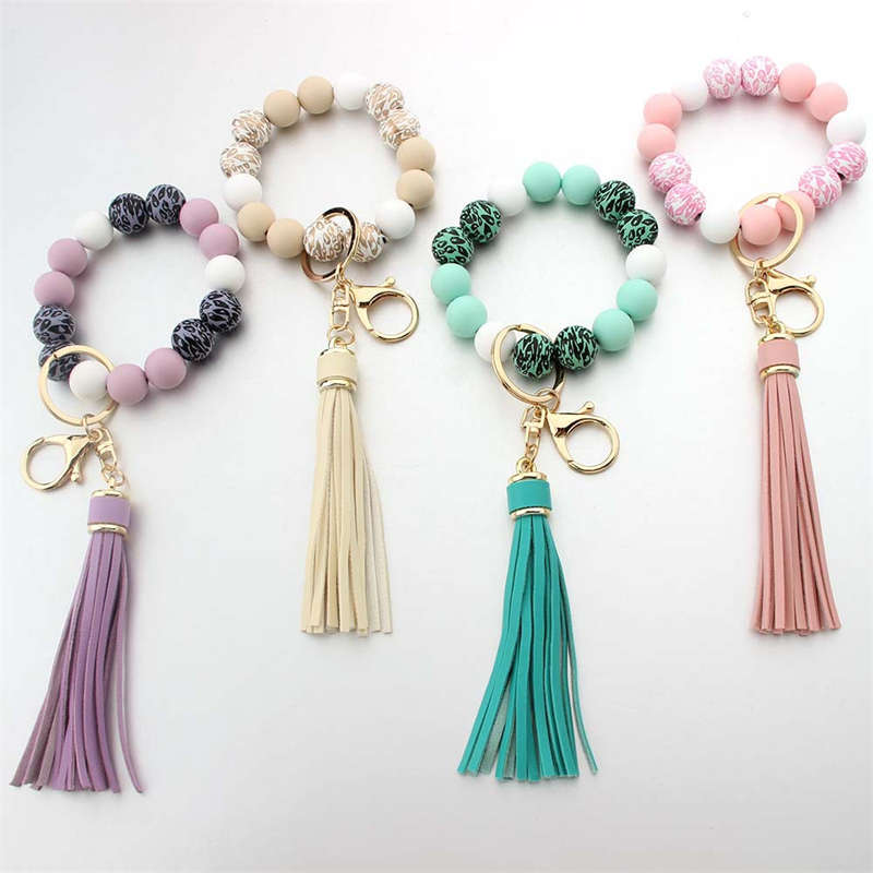 Beaded Keychain with Tassel Bohemian Wrist Keychain for Women