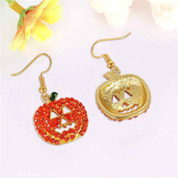 Rhinestone Halloween Pumpkin Earrings