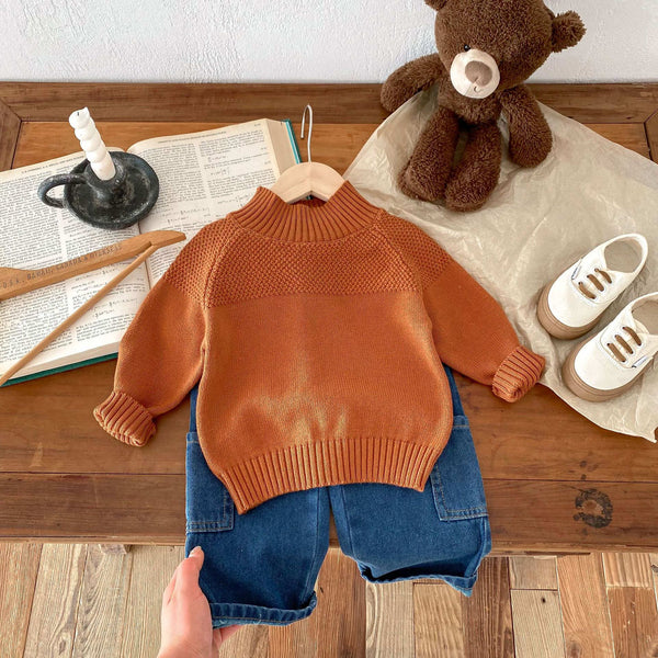 Brown Children's Knitted Pullover Top