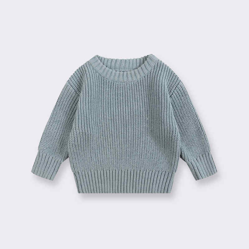 Solid Color Crew Neck Sweater for Boys and Girls