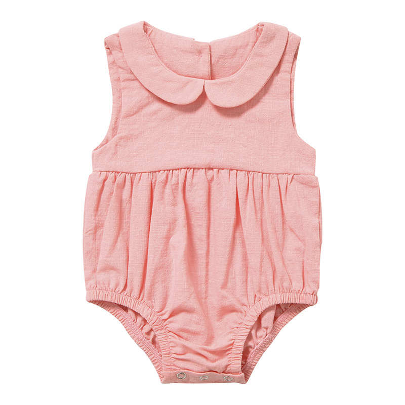 Cotton and Linen Button Baby Rompers