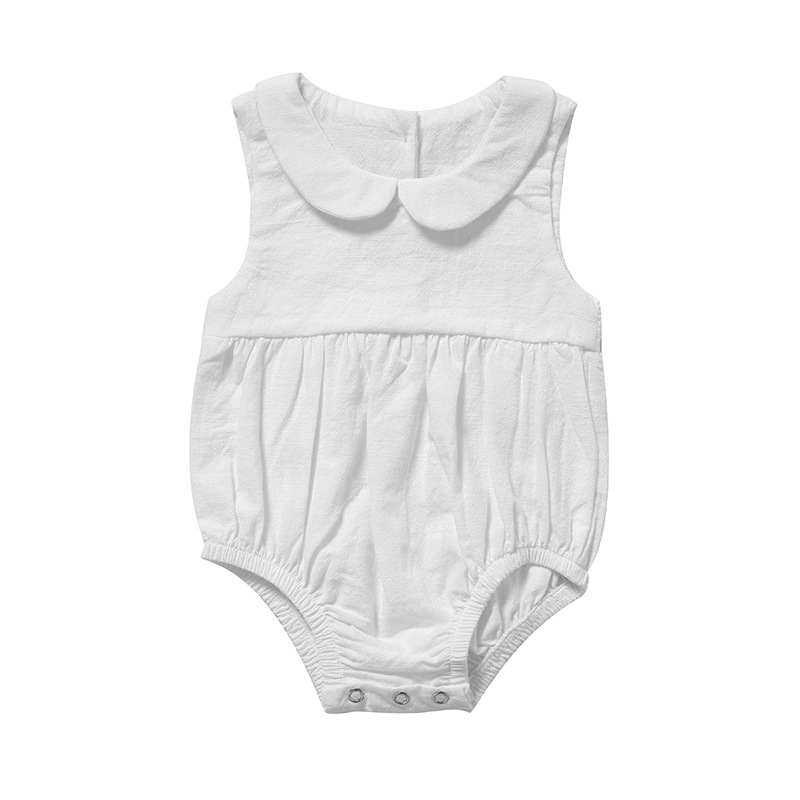 Cotton and Linen Button Baby Rompers